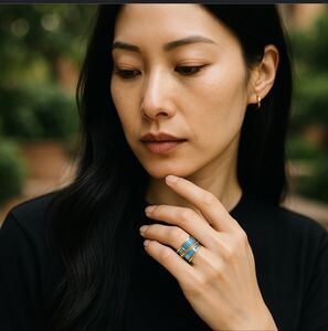 Santa Fe Style Kingman Sterling Silver Turquoise Wrap Ring Size 5.5